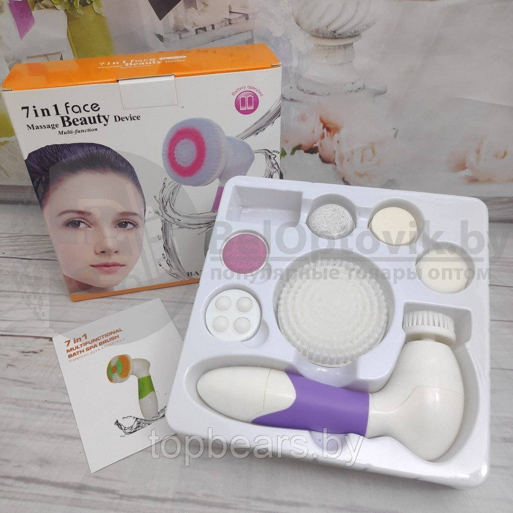 Массажер уходовый для кожи лица 7 в 1 Мassage Beauty Device Bath Spa Brush AE-8288 - фото 4 - id-p179745083