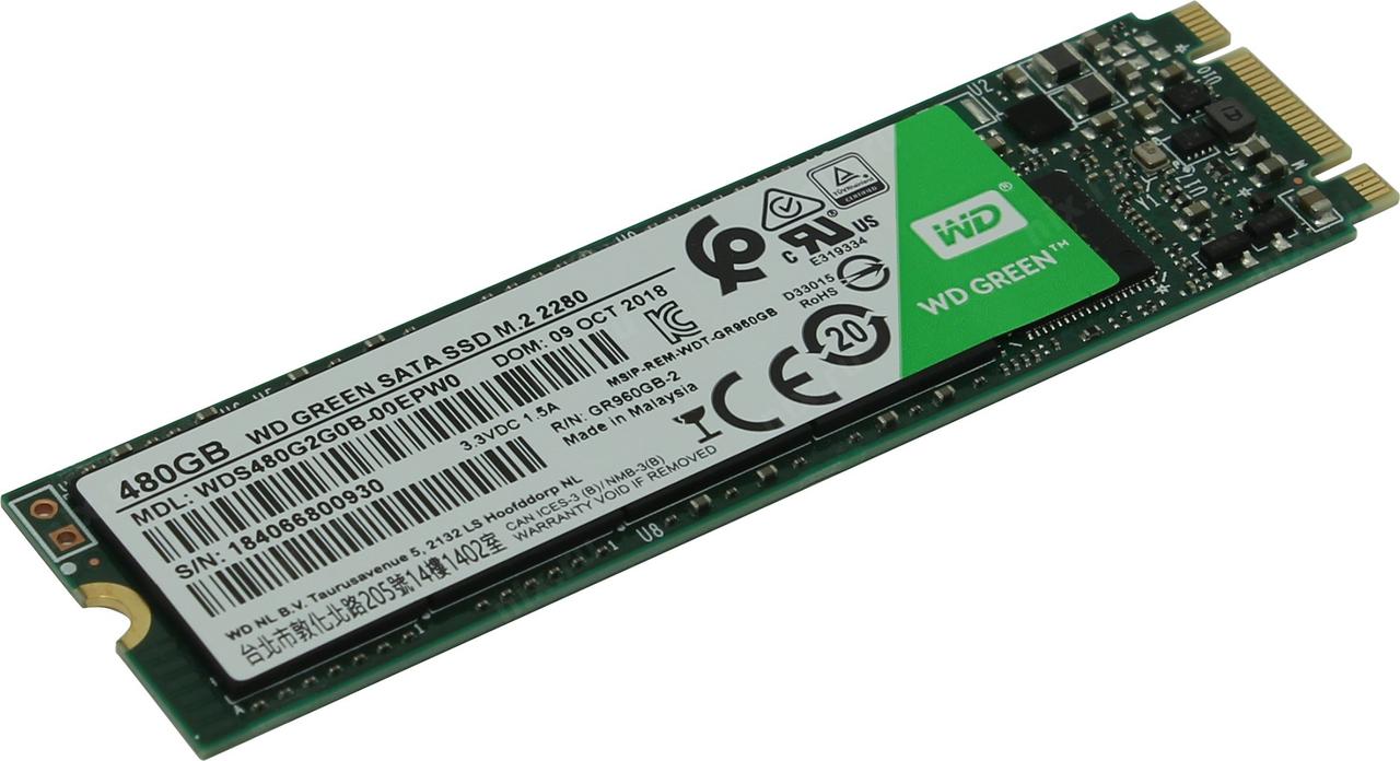 SSD 480 Gb M.2 2280 B&M 6Gb/s WD Green WDS480G2G0B 3D TLC