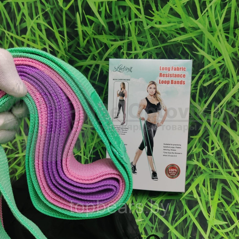 Набор тканевых экспандеров для фитнеса LONG FABRIC RESISTANCE LOOP BANDS 184х4 см 3 штуки чехол для хранения - фото 5 - id-p179743733