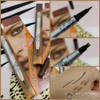 Фломастер - маркер для бровей Brown и подводка для глаз Black 2 в 1 Note Cosmetics Tatoo Rbow Ink Pen (для, фото 1