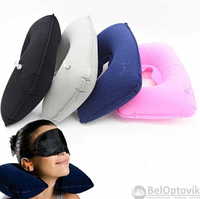 Подушка надувная под голову для путешествий Travel Selectionмаска для сна Темно-синяя, фото 1