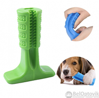 Зубная силиконовая щетка игрушка массажер для чистки зубов мелких пород собак Pet Toothbrush  Синий