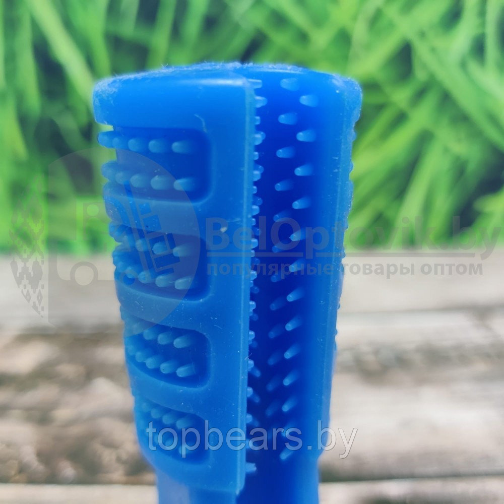 Зубная силиконовая щетка игрушка массажер для чистки зубов мелких пород собак Pet Toothbrush Синий - фото 3 - id-p179743802