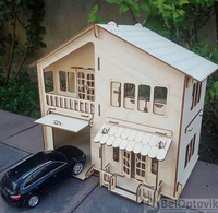 Конструктор деревянный Дом с гаражом сборка без клея Polly Н-11 (81 деталь), фото 1
