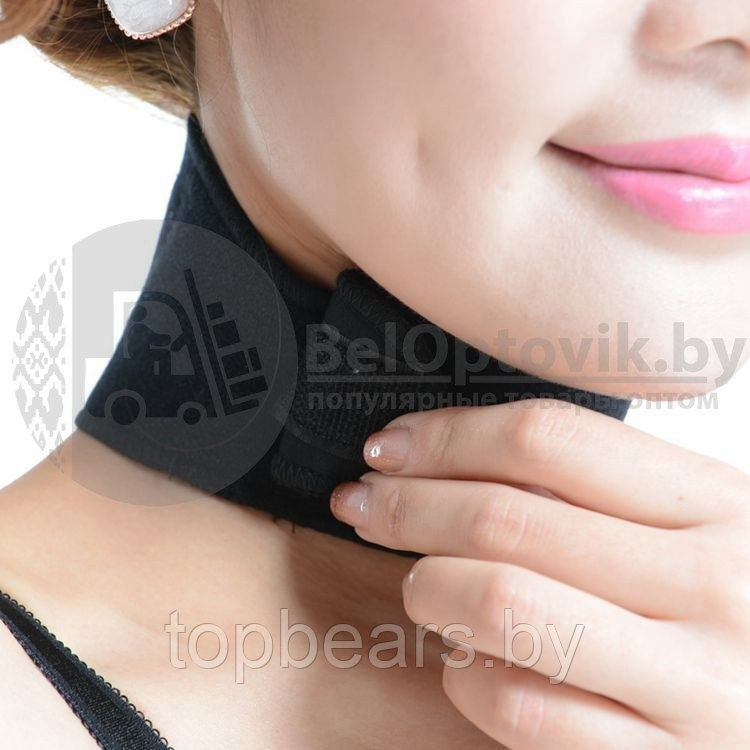 Шейный бандаж с магнитами Self heating neck guard band Черный - фото 8 - id-p179744956