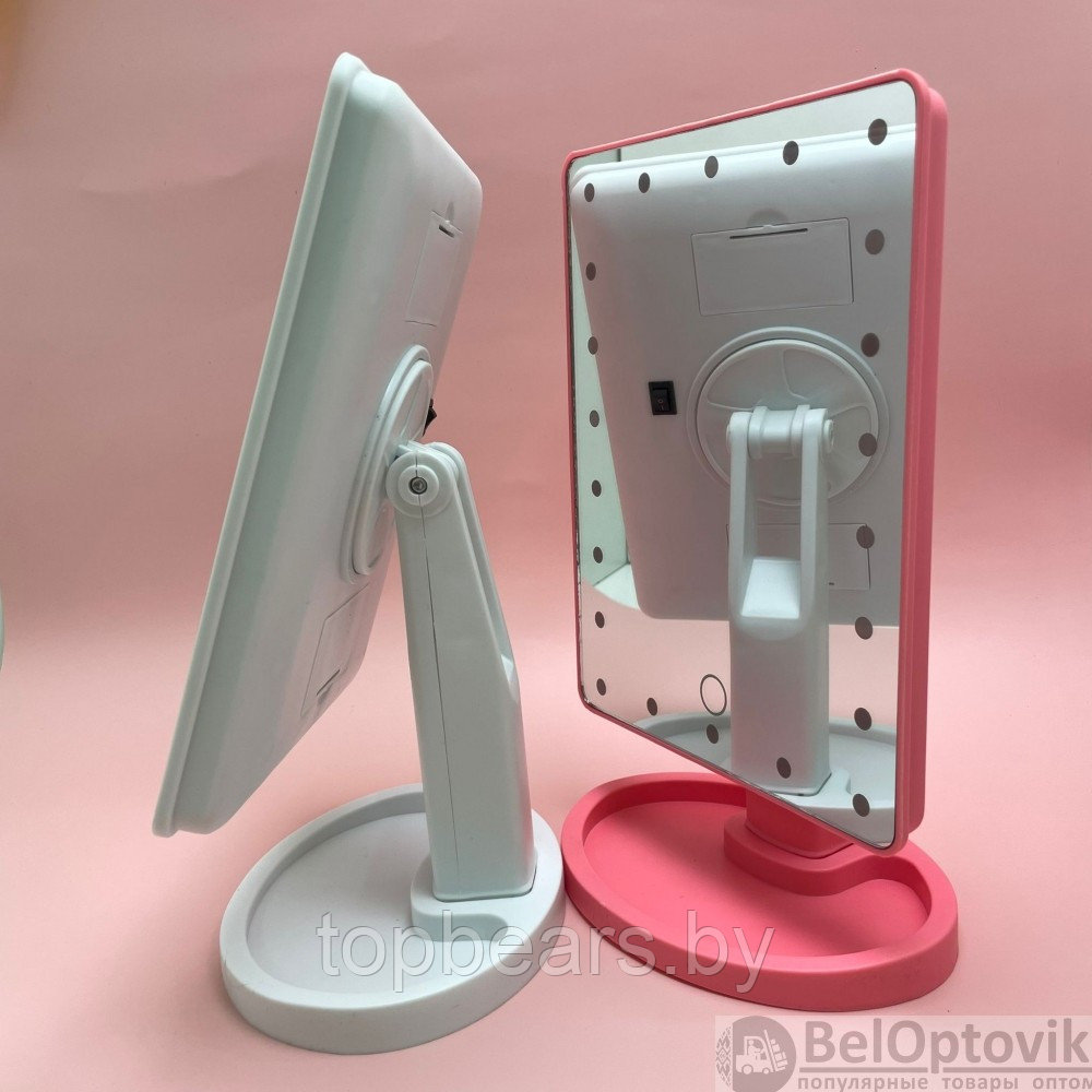 АКЦИЯ Безупречное зеркало с подсветкой Lange Led Mirror Black/White/Pink Розовое, батарейка - фото 2 - id-p179745257