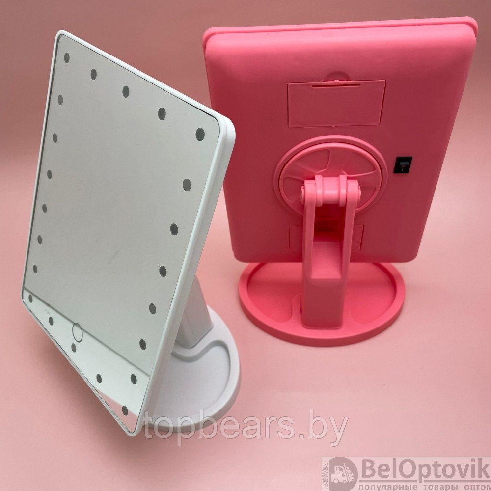 АКЦИЯ Безупречное зеркало с подсветкой Lange Led Mirror Black/White/Pink Розовое, батарейка - фото 3 - id-p179745257
