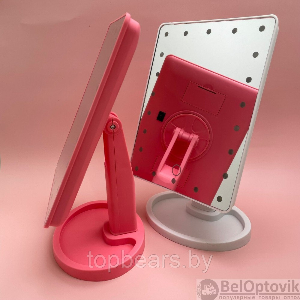 АКЦИЯ Безупречное зеркало с подсветкой Lange Led Mirror Black/White/Pink Розовое, батарейка - фото 4 - id-p179745257