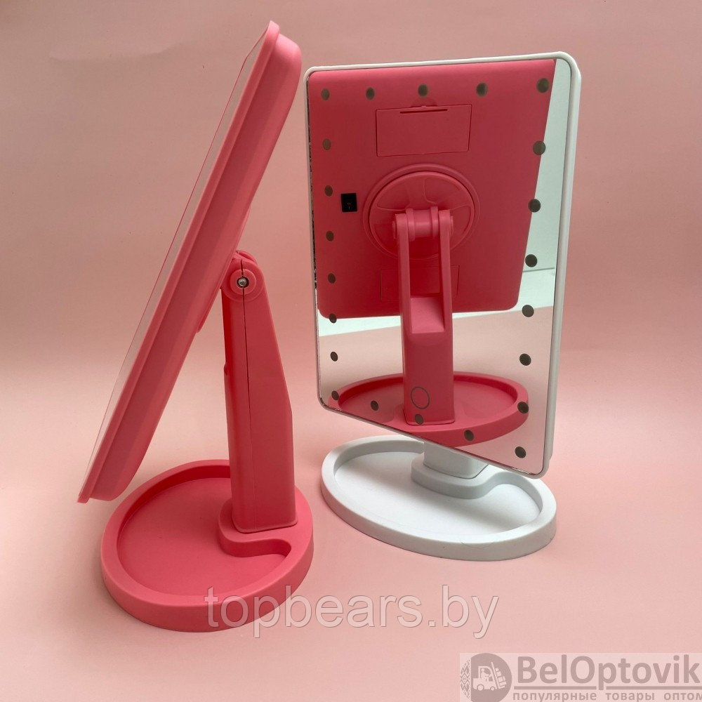 АКЦИЯ Безупречное зеркало с подсветкой Lange Led Mirror Black/White/Pink Розовое, батарейка - фото 6 - id-p179745257