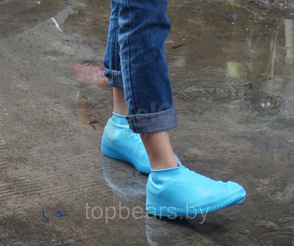 Бахилы (чехлы на обувь) от дождя и песка многоразовые силиконовые Waterproof Silicone Shoe. Суперпрочные - фото 2 - id-p179744798