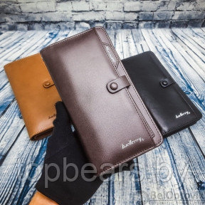 NEW Baellerry Business  Мужское портмоне S6703 (7 отделений, на молнии, с ручкой) Темно-коричневое