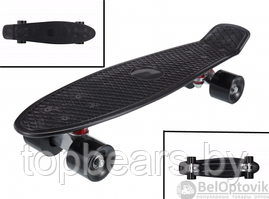 Скейт Пенни Борд (Penny Board) однотонный, матовые колеса 2 дюйма (цвет микс), до 60 кг.  Черный