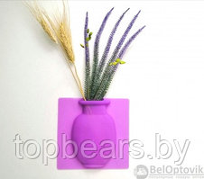 Настенная силиконовая ваза для цветов Magic Vase, многоразовая (без клея, гипоаллергенный материал) Фиолетовая