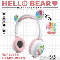 Беспроводные Bluetooth наушники Hello Bear BK-5 с подсветкой Розовый с белым, фото 1