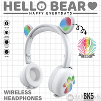 Беспроводные Bluetooth наушники Hello Bear BK-5 с подсветкой Белые