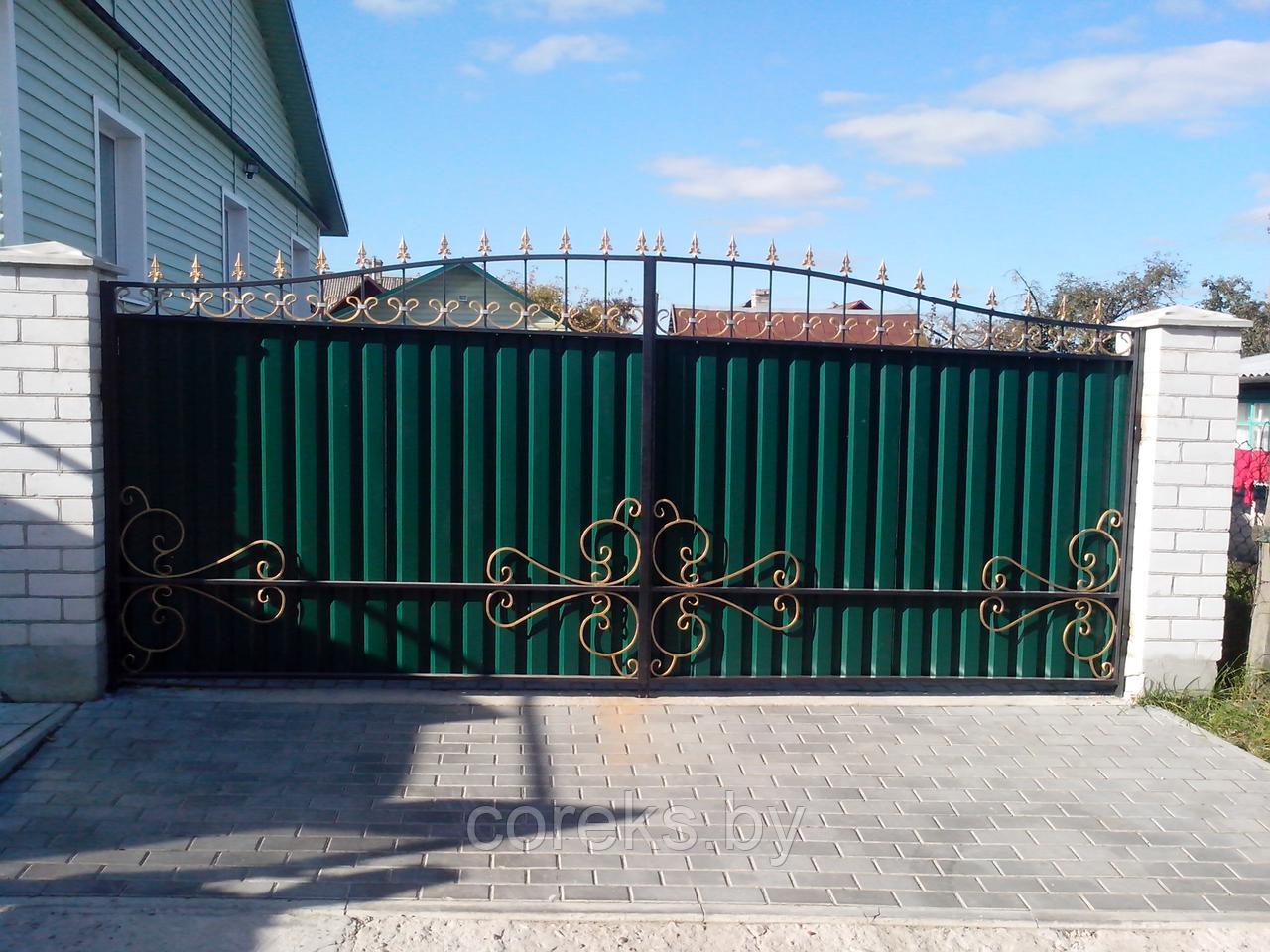 Распашные ворота №17, размер 320х140см, без установки, без столбов. - фото 1 - id-p5419901