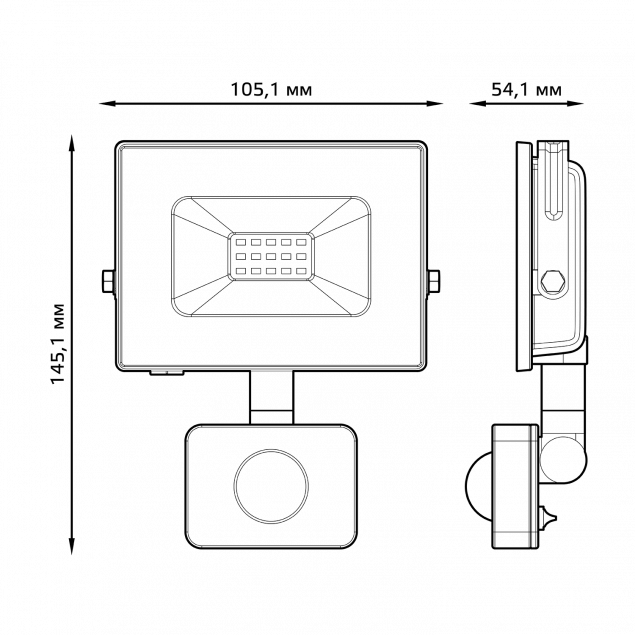 Прожектор Gauss Elementary-S 20W 1300lm 6500К IP65 черный с датчиком движения - фото 3 - id-p179780884