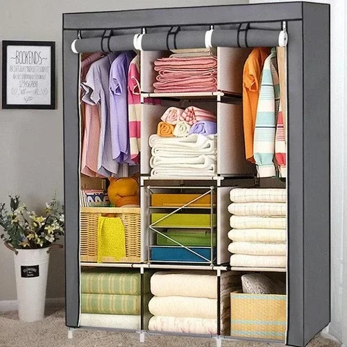 Складной шкаф Storage Wardrobe mod.88130 130 х 45 х 175 см. Трехсекционный (Серый) - фото 1 - id-p119274199
