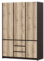 Шкаф для одежды трехстворчатый Прага с зеркалом дуб венге/дуб делано фабрика SV-мебель, фото 3