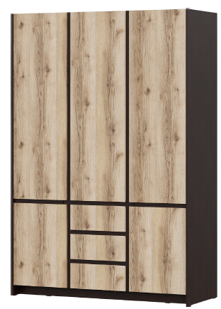 Шкаф для одежды трехстворчатый Прага с зеркалом дуб венге/дуб делано фабрика SV-мебель - фото 3 - id-p179784672