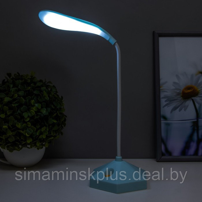 Лампа настольная "Гексагон лайт" LED 1 режим 2Вт 3ААА голубой 12х12х41 см - фото 3 - id-p179787878