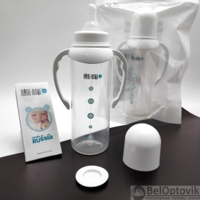 Бутылочка для кормления классическая 1052 SIMPLE MED со съемными ручками, 250 мл (с 0 месяцев)
