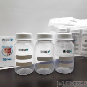 Бутылочки контейнеры BOOL-BOOL BABY FLOW для хранения грудного молока молока, 3 шт, 125 мл