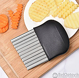 Фигурный кухонный нож NAC Knife для волнистой нарезки сыра, фруктов, овощей Черный, фото 10