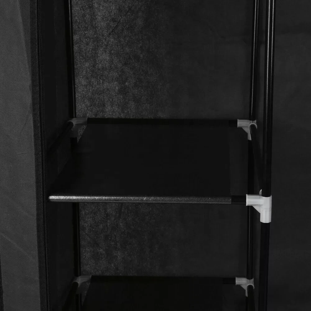 Шкаф складной каркасный тканевый STORAGE WARDROBE (YG - 05) Трехсекционный (Чёрный) - фото 2 - id-p179791003