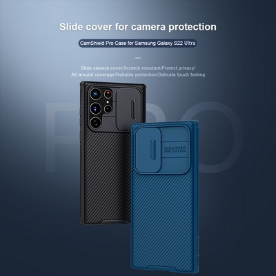 Чехол-накладка Nillkin CamShield Pro Синяя для Samsung Galaxy S22 Ultra - фото 7 - id-p179801309