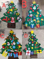 Елочка из фетра с новогодними игрушками липучками Merry Christmas, подвесная, 93 х 65 см Декор D