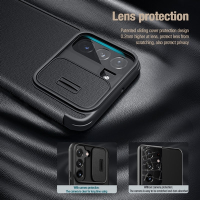 Кожаный чехол Nillkin Qin Pro Plain Leather Case Черный для Samsung Galaxy S22 - фото 4 - id-p179801326