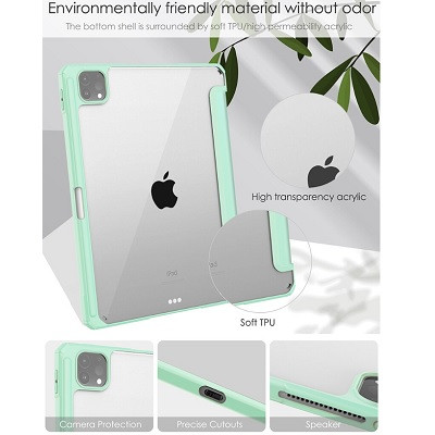 Защитный чехол Acrylic TPU Case с креплением для стилуса зеленый для Apple iPad Pro 12.9 (2022) Wi-Fi - фото 4 - id-p179801458