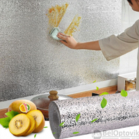 Кухонная алюминиевая  фольга - стикер (60смх3м) Масло - защитная и огнестойкая Серебро, фото 1