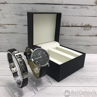 Подарочный набор 2 в 1 мужские кварцевые часы и браслет Модель 7