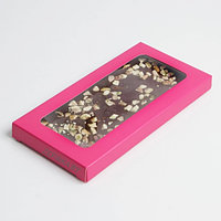 Коробка для шоколада "Фуксия" с окном, 17,3х8,8х1,5см