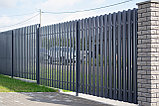 Забор евроштакетник (графит) глянец, фото 5