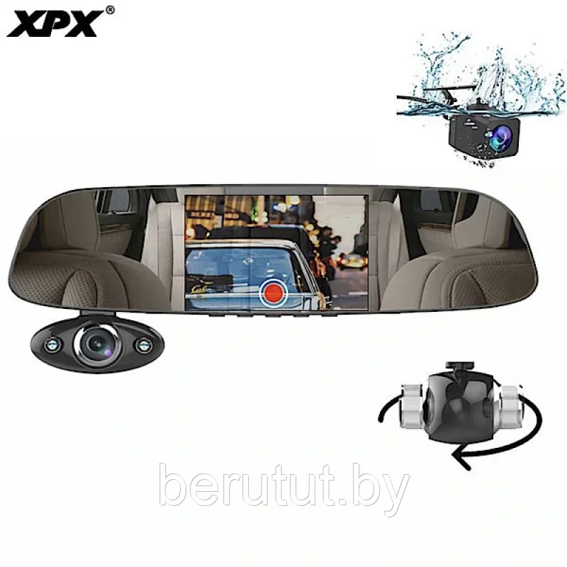 Автомобильный видеорегистратор-зеркало XPX ZX816 с задней парковочной камерой, Корея - фото 1 - id-p179832816