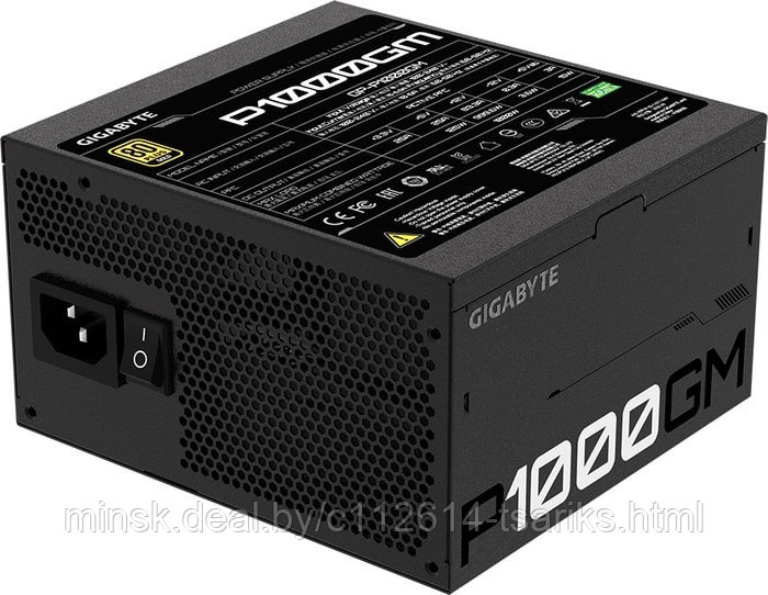 GIGABYTE P1000GM Power Supply 1000W, Modular, 80 PLUS Gold, Japanese capacitors, 120mm smart control fan, EU - фото 3 - id-p179850170