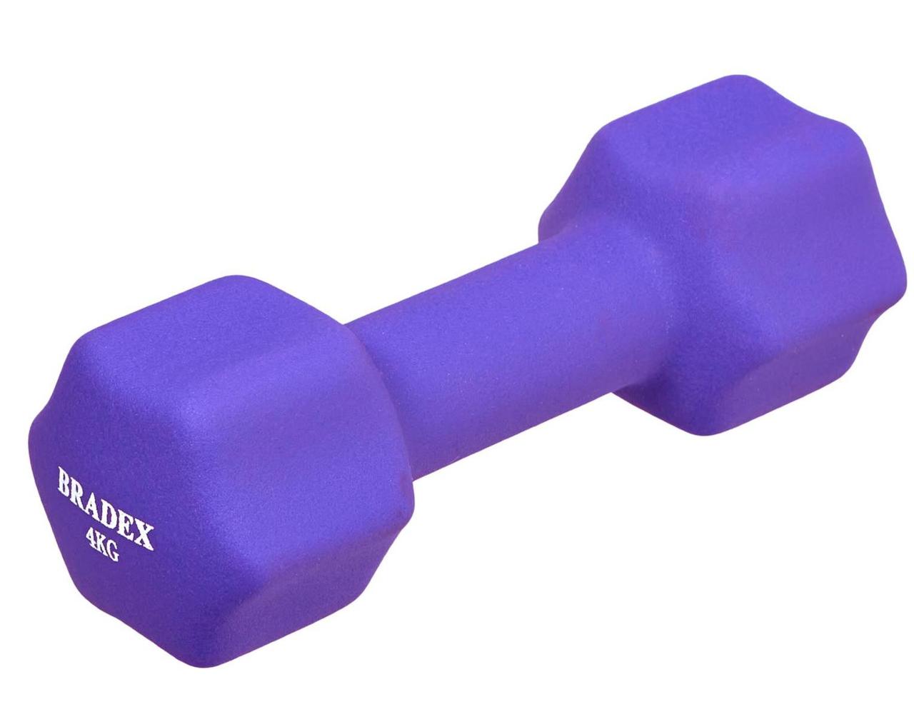 Гантель Bradex SF 0544 неопреновая фиолетовая 4 кг, 1 шт - фото 1 - id-p179853298