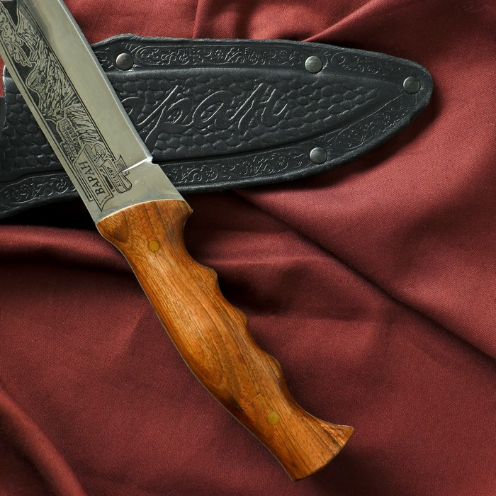 Нож кавказский, туристический "Варан" с ножнами, сталь - 40х13, вощеный орех, 14.5 см - фото 4 - id-p179869316