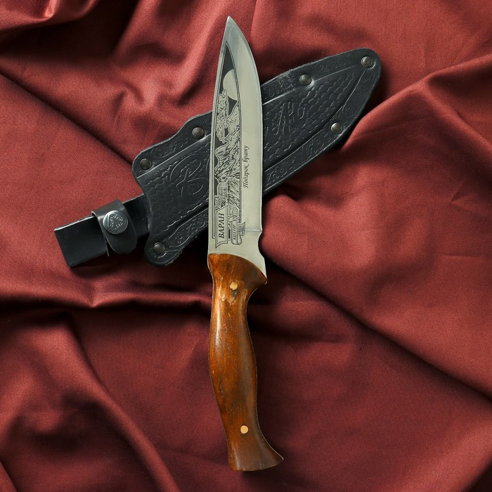Нож кавказский, туристический "Варан" с ножнами, сталь - 40х13, вощеный орех, 14.5 см - фото 6 - id-p179869316