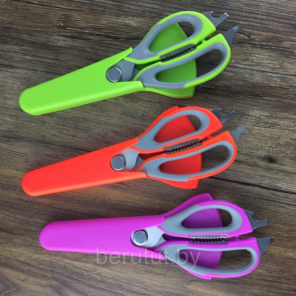 Ножницы кухонные для разделки рыбы и курицы Scissors WS-812 из нержавеющей стали с магнитным держателем 10 в 1 - фото 10 - id-p179877220