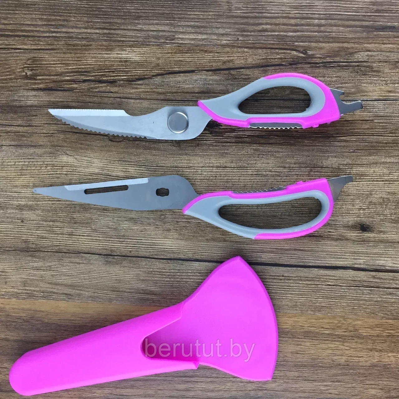 Ножницы кухонные для разделки рыбы и курицы Scissors WS-812 из нержавеющей стали с магнитным держателем 10 в 1 - фото 8 - id-p179877220