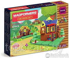 Магнитный конструктор Magformers Log House Set Бревенчатый дом,  87 деталей