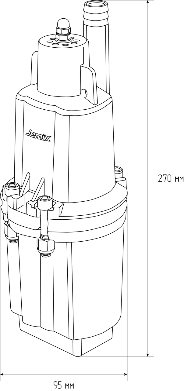 Вибрационный насос JEMIX XVM60 T/25 (верхний забор воды) - фото 3 - id-p179899520