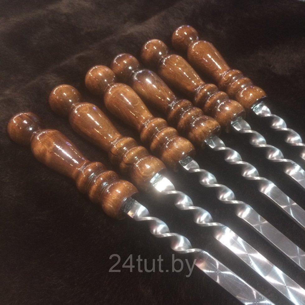 Шампуры с деревянной ручкой, нержавеющая сталь 60 см - фото 2 - id-p179905365
