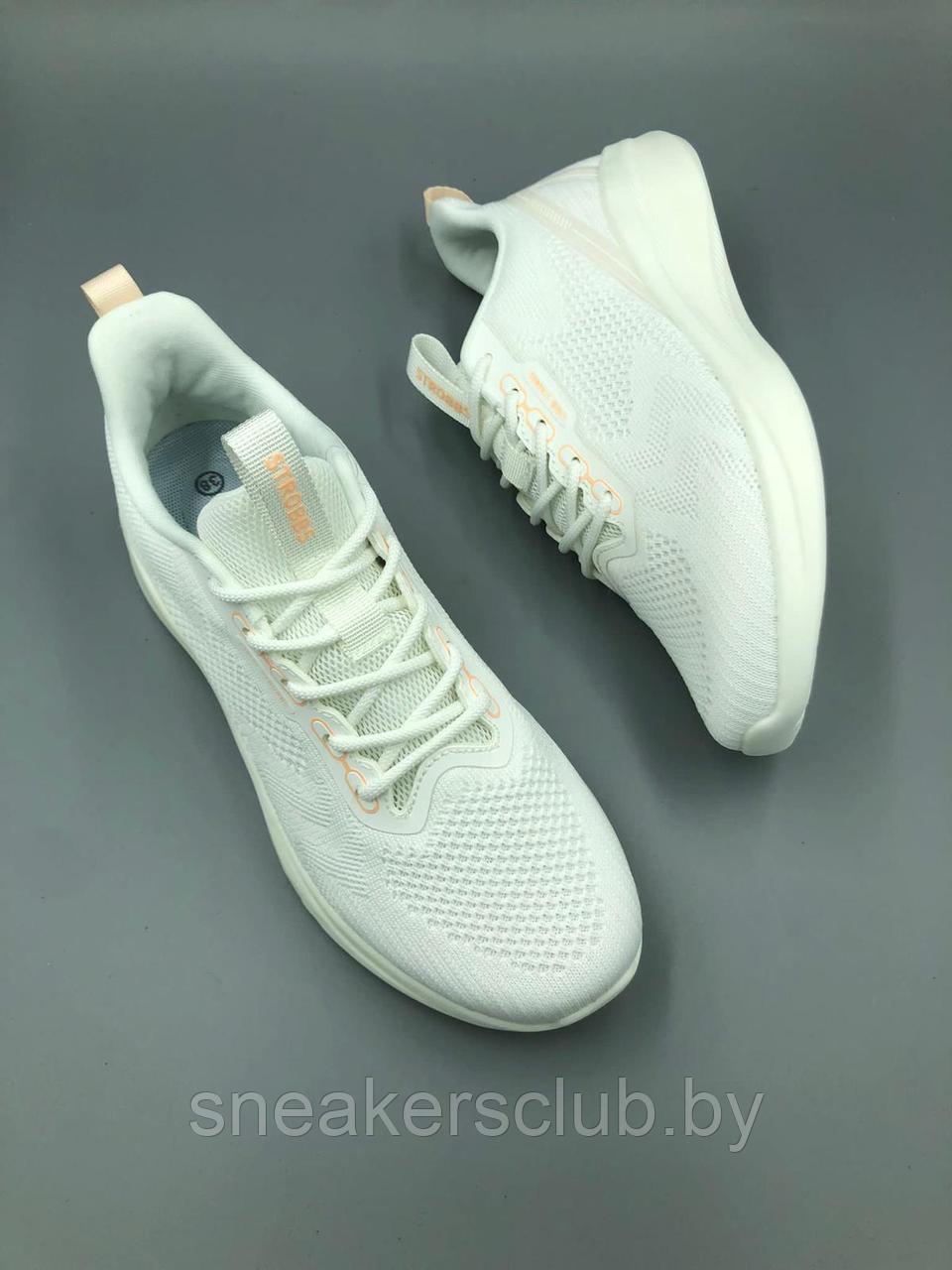 Кроссовки женские сетка Strobbs белые/ весенние/ летние yeezy 350