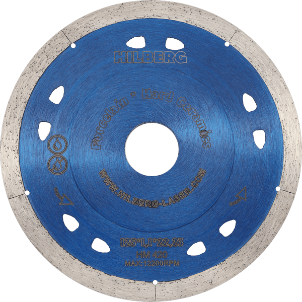 Круг алмазный (диск) для резки керамогранита 125 Hilberg ультра тонкий Сплошной 1,1 mm - фото 1 - id-p179922361