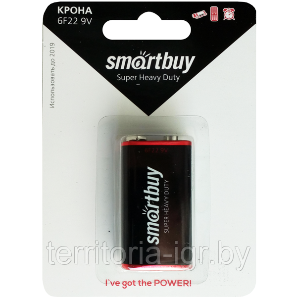 Батарейка 6F22/1B Крона Smartbuy